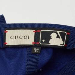 Pre Owned Gucci Blue NY Yankees Bird Embroidered Cotton Baseball Cap 