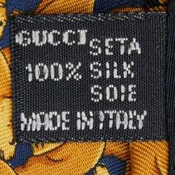 Pre Owned Gucci Yellow Animal Printed Silk Tie