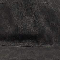 Gucci Black Logo Monogram Web Stripe Detail Canvas Baseball Cap M