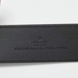 Pre Owned Gucci Black Leather Double G Buckle Belt 90 CM