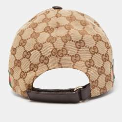 Pre Owned Gucci Beige Web Detail GG Canvas Baseball Cap L