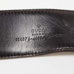 Pre Owned Gucci Beige/Offwhite GG Canvas and Leather Interlocking G Buckle Belt 95CM