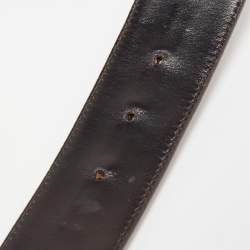 Pre Owned Gucci Beige/Offwhite GG Canvas and Leather Interlocking G Buckle Belt 95CM