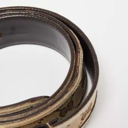 Pre Owned Gucci Beige/Offwhite GG Canvas and Leather Interlocking G Buckle Belt 95CM