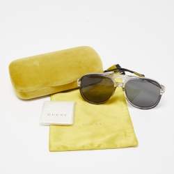 Pre Owned Gucci White/Black GG1104S Aviator Sunglasses