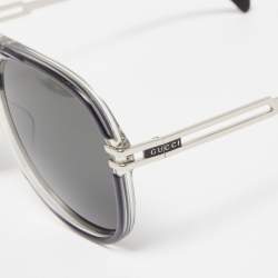 Pre Owned Gucci White/Black GG1104S Aviator Sunglasses
