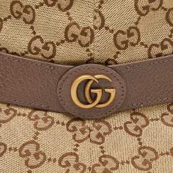 Pre Owned Gucci Brown Logo Monogram Canvas Leather Trim Bucket Hat XXL