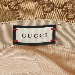 Pre Owned Gucci Brown Logo Monogram Canvas Leather Trim Bucket Hat XXL