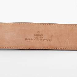 Gucci Black/Green Web Canvas and Leather Interlocking G Buckle Belt 90CM