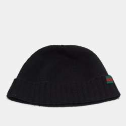 Pre Owned Gucci Black Rib Cashmere Knit Beanie S
