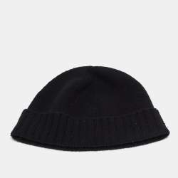 Pre Owned Gucci Black Rib Cashmere Knit Beanie S