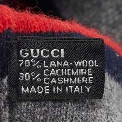 Pre Owned Gucci Grey Wool & Cashmere Jacquard Beanie 