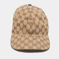 Gucci Brown Logo Monogram Cotton Canvas Baseball Cap M