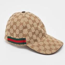 Gucci Brown Logo Monogram Cotton Canvas Baseball Cap M