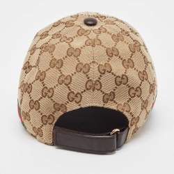 Gucci Brown Logo Monogram Cotton Canvas Baseball Cap M