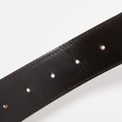 Pre Owned Gucci Off White Guccissima Leather Interlocking G Buckle Belt 80 CM