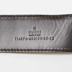 Pre Owned Gucci Off White Guccissima Leather Interlocking G Buckle Belt 80 CM