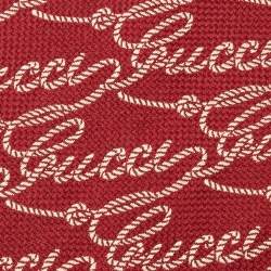 Pre Owned Gucci Red Logo Patterned Silk Tie