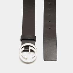 Gucci Dark Brown Leather Interlocking G Buckle Belt 85CM