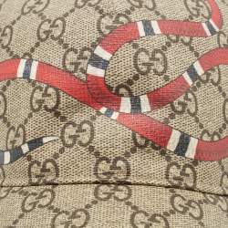 Gucci Beige Kingsnake Print GG Supreme Canvas and Mesh Baseball Cap M