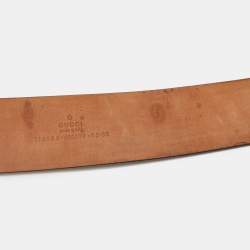 Pre Owned Gucci Black Leather Interlocking G Buckle Belt 95 CM