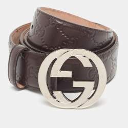 Pre Owned Gucci Brown Guccissima Leather Interlocking G Buckle Belt 110 CM