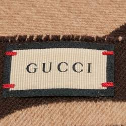 Gucci Brown/Beige GG Jacquard Wool and Silk Muffler