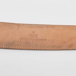 Pre Owned Gucci Black GG Imprime Canvas Interlocking G Belt 90 CM