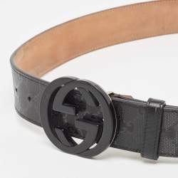 Pre Owned Gucci Black GG Imprime Canvas Interlocking G Belt 90 CM