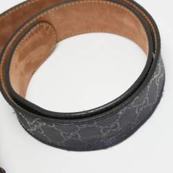Pre Owned Gucci Purple GG Imprime Canvas Interlocking G Buckle Belt 90CM