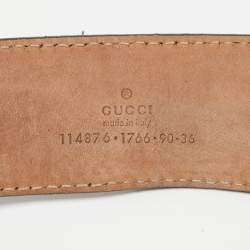 Pre Owned Gucci Purple GG Imprime Canvas Interlocking G Buckle Belt 90CM