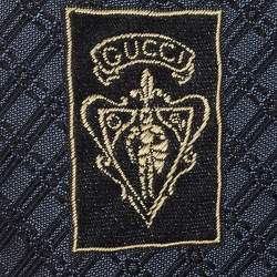 Gucci Dark Blue Diagonal Stripe Pattern Silk Traditional Tie
