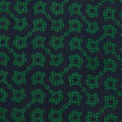 Pre Owned Gucci Green/Blue Jacquard Silk Traditional Tie
