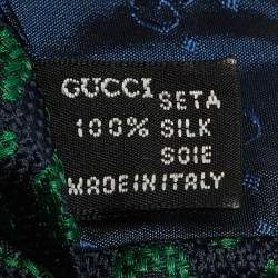 Pre Owned Gucci Green/Blue Jacquard Silk Traditional Tie