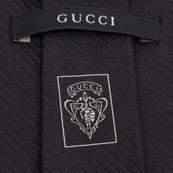 Gucci Black Stripe Silk Tie