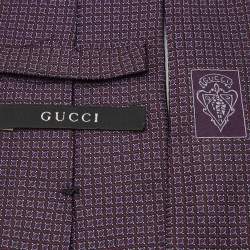 Pre Owned Gucci Purple Jacquard Silk Tie