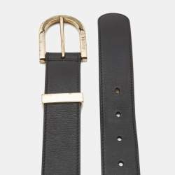 Pre Owned Gucci Black Leather Buckle Belt 80CM