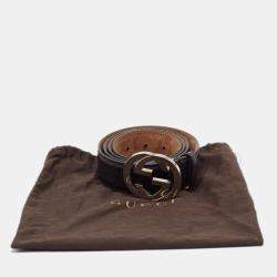 Pre Owned Gucci Dark Brown Guccissima Leather Interlocking G Belt 110CM