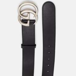 Pre Owned Gucci Black Leather GG Marmont Belt 105CM