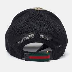Gucci Beige GG Snake Print Canvas & Mesh Baseball Cap S