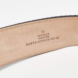 مملوكة مسبقًا Gucci Purple/Plum Web Fabric and Leather Interlocking G Buckle Belt 95CM