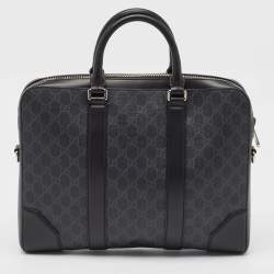 Gucci Black GG Supreme Canvas and Leather Briefcase Bag