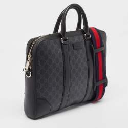 Gucci Black GG Supreme Canvas and Leather Briefcase Bag