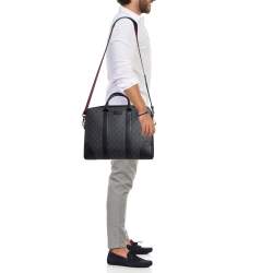Gucci Black GG Supreme Canvas and Leather Briefcase Bag