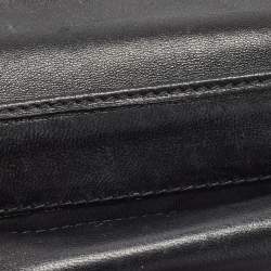 Pre Owned Gucci Black Microguccissima Leather Logo Trifold Wallet
