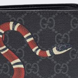 Gucci Black GG Supreme Canvas Snake Bifold Wallet 