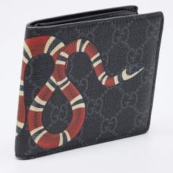 Gucci Black GG Supreme Canvas Snake Bifold Wallet 