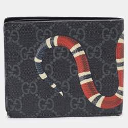 Gucci Black GG Supreme Canvas Snake Bifold Wallet 