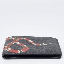 Gucci Black GG Supreme Canvas Snake Bifold Wallet 