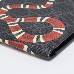 Gucci Black GG Supreme Canvas Snake Bifold Wallet 
